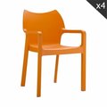 Compamia Compamia ISP028-ORA Diva Resin Outdoor Dining Arm Chair Orange -  set of 2 ISP028-ORA